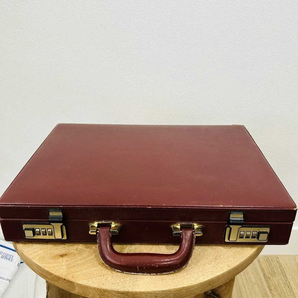 Vintage 1980's Leather Hardcase Presto Combination Lock Briefcase 12